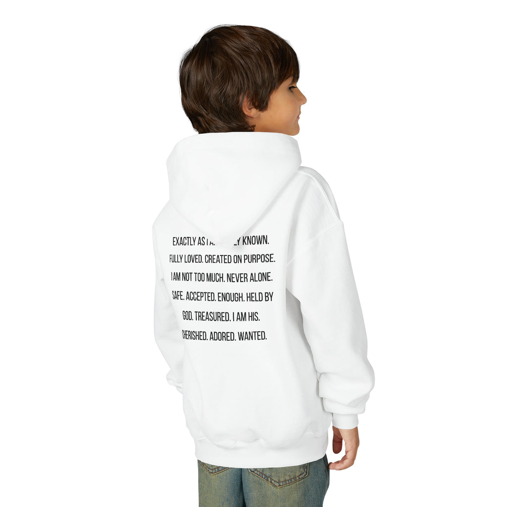 Youth Hoodie — "God Says I Am" Inspirational Christian Pullover