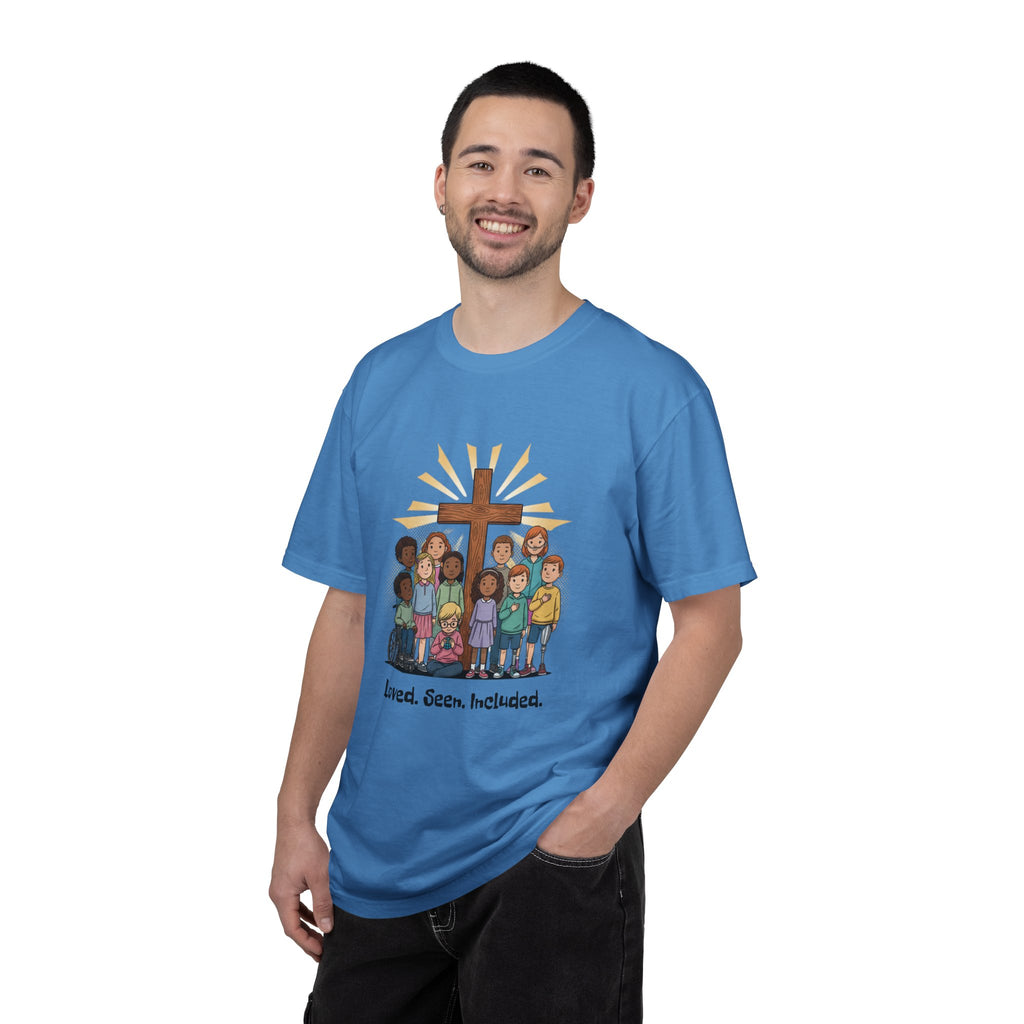 Christian Children’s T-Shirt — 'Loved, Seen, Included' (Back: 'Fearfully & Wonderfully Made')