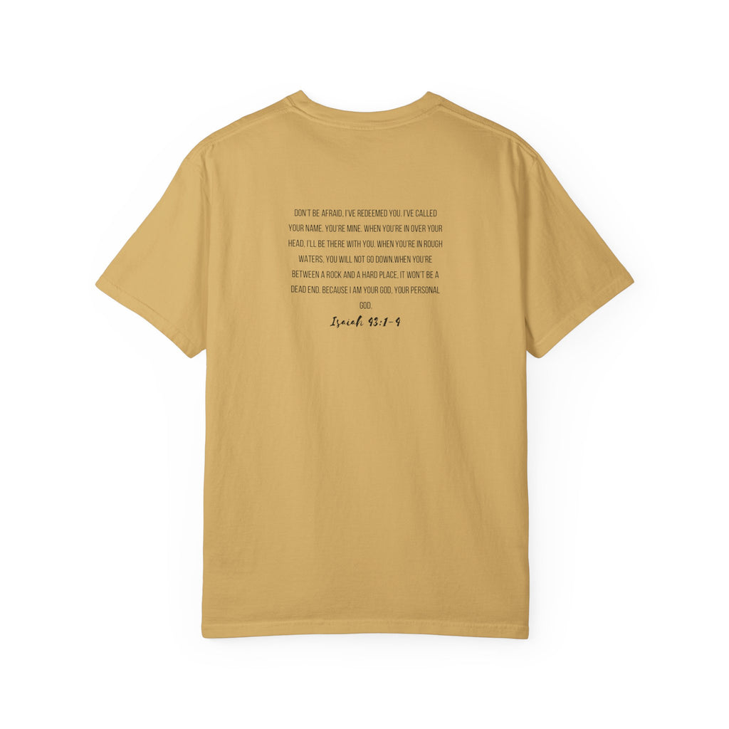 I Am His T-Shirt — Minimal Christian Scripture Tee (Isaiah 41:10 Back)