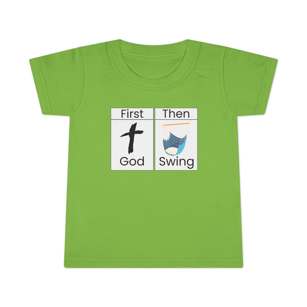 Toddler T-Shirt "First God Then Swing" - Christian Baby Tee