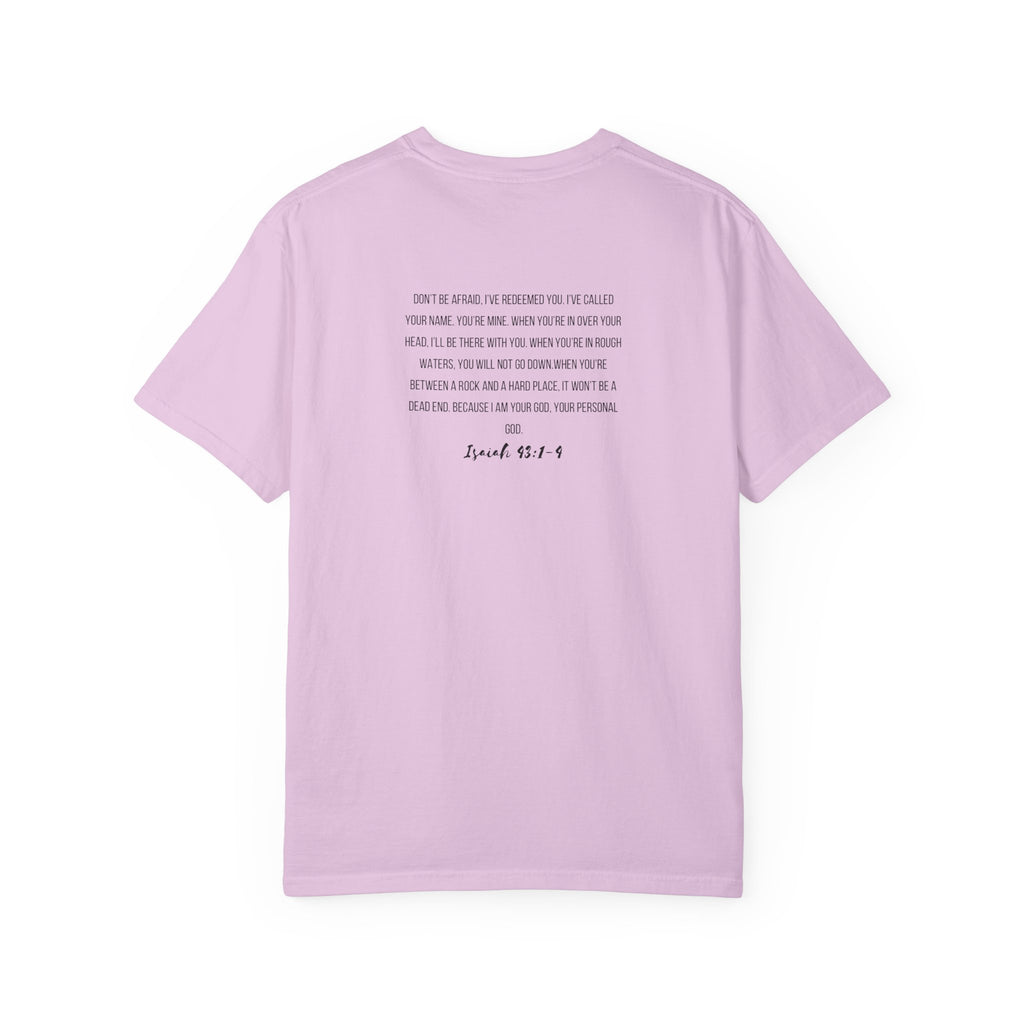 I Am His T-Shirt — Minimal Christian Scripture Tee (Isaiah 41:10 Back)