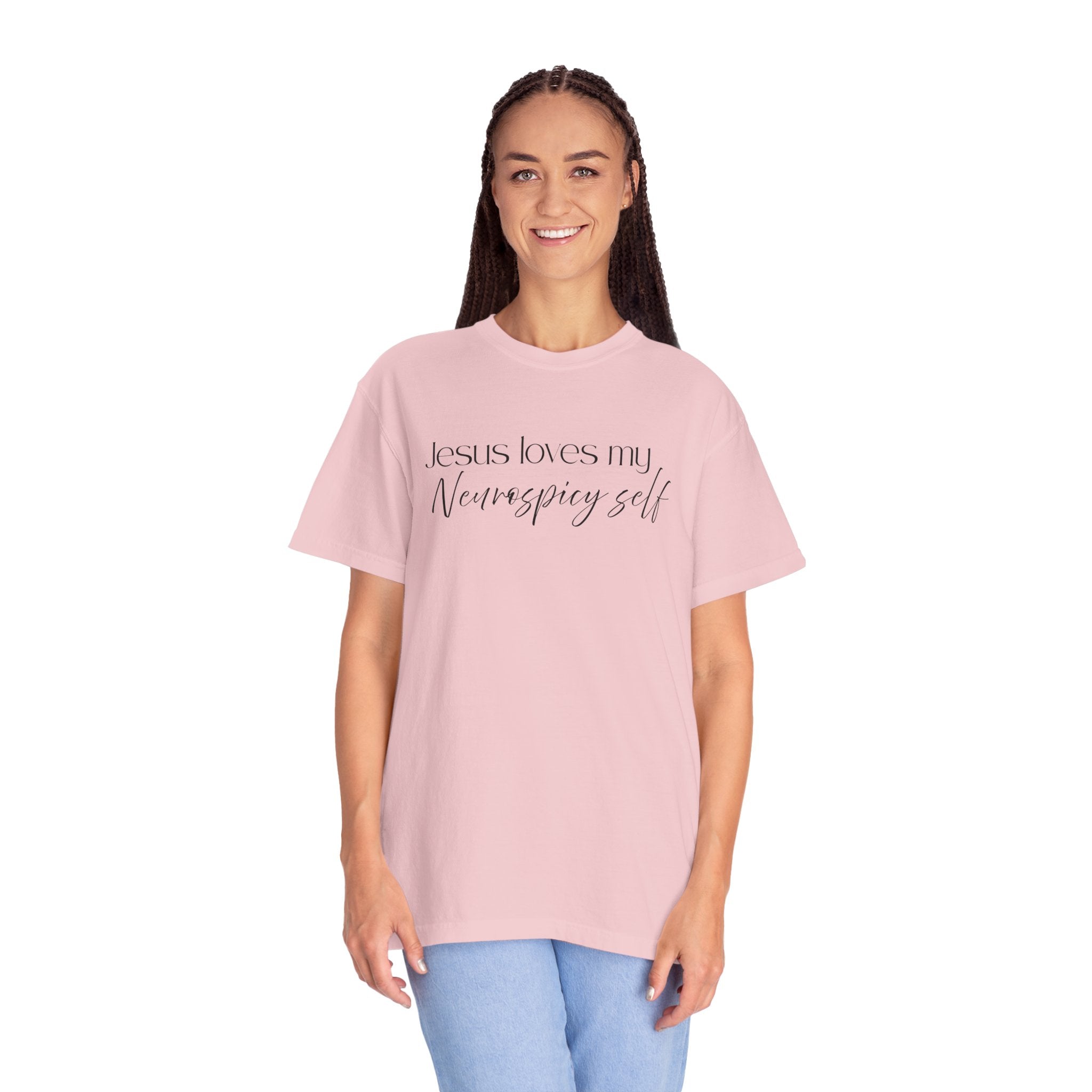 Faith T-Shirt — "Jesus Loves My Neurospicy Self" Christian Graphic Tee