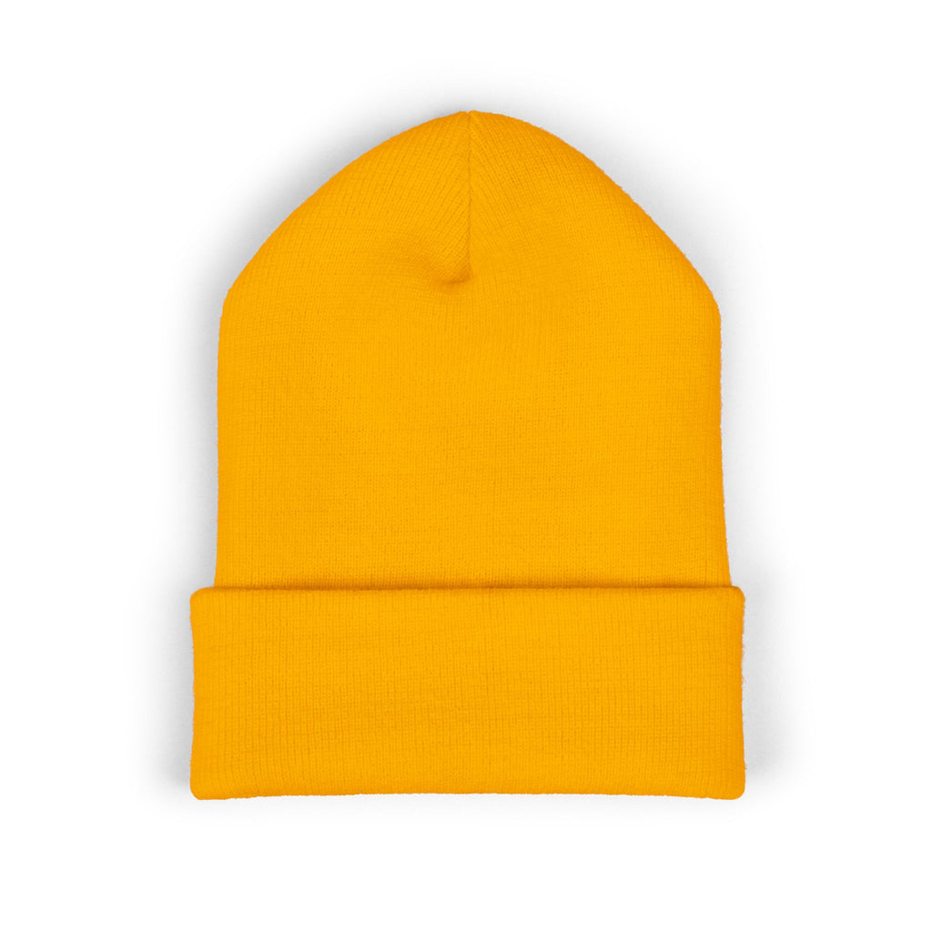 Embroidered Cuffed Beanie — Minimal Speech Bubble Design