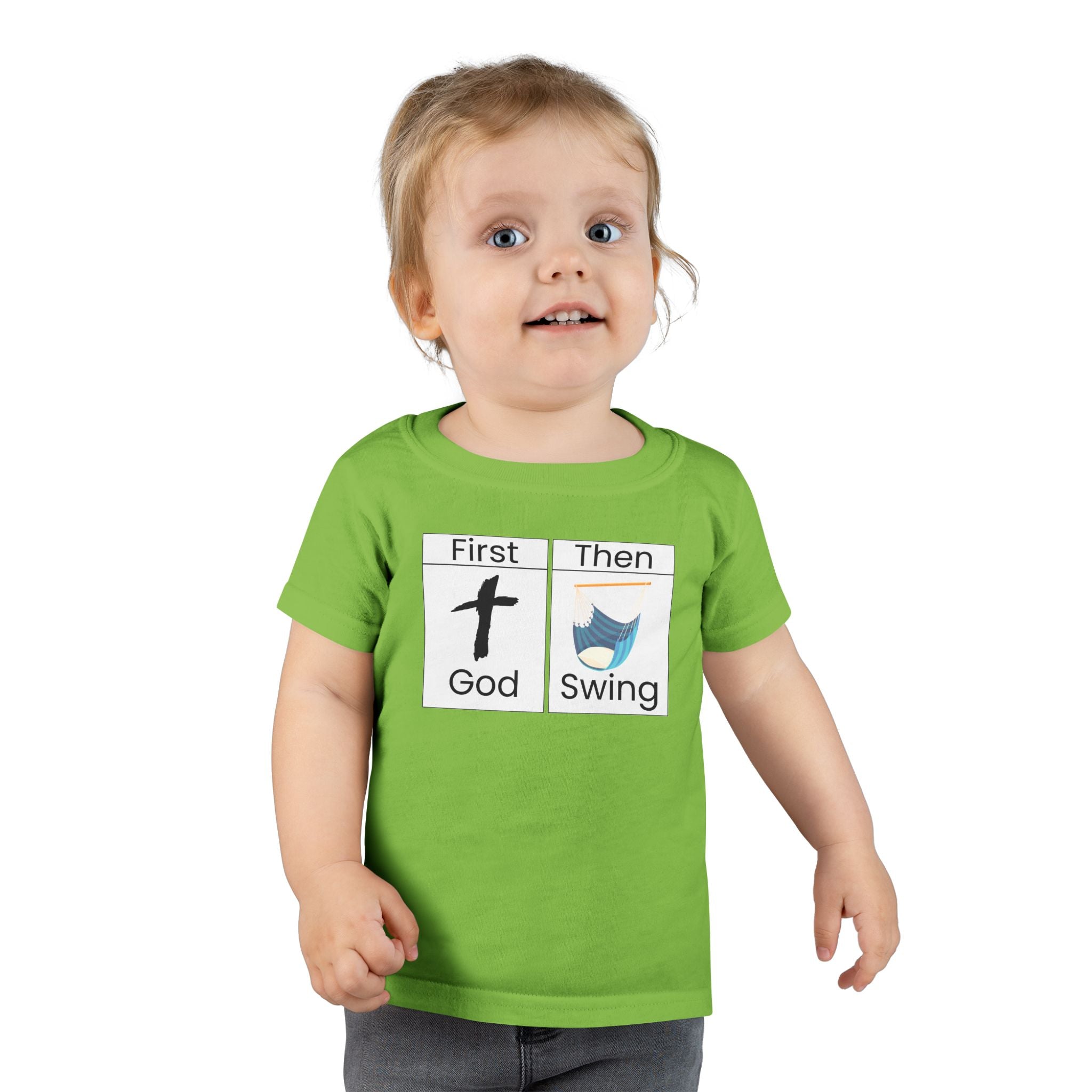 Toddler T-Shirt "First God Then Swing" - Christian Baby Tee
