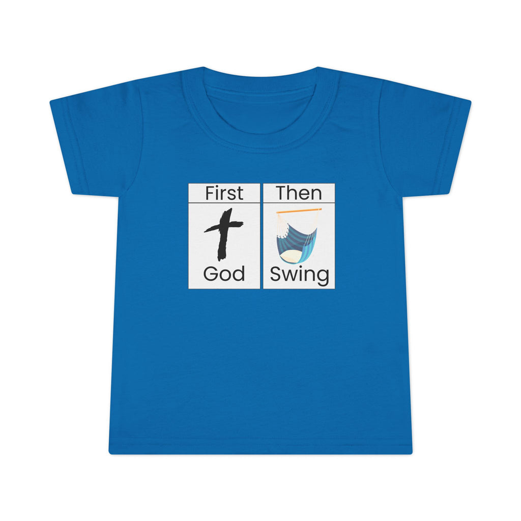 Toddler T-Shirt "First God Then Swing" - Christian Baby Tee