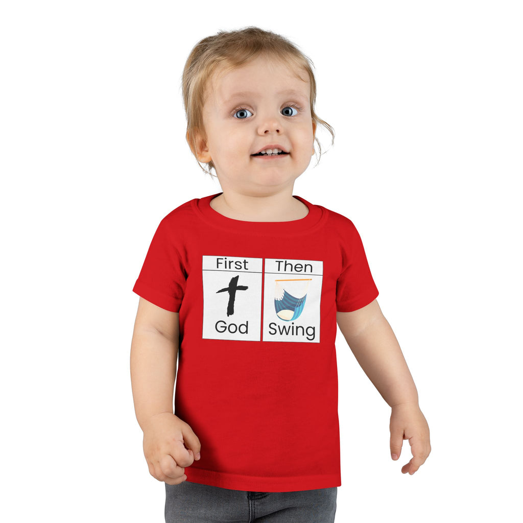 Toddler T-Shirt "First God Then Swing" - Christian Baby Tee