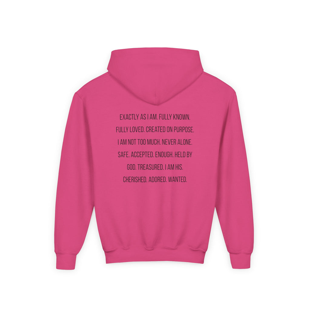 Youth Hoodie — "God Says I Am" Inspirational Christian Pullover