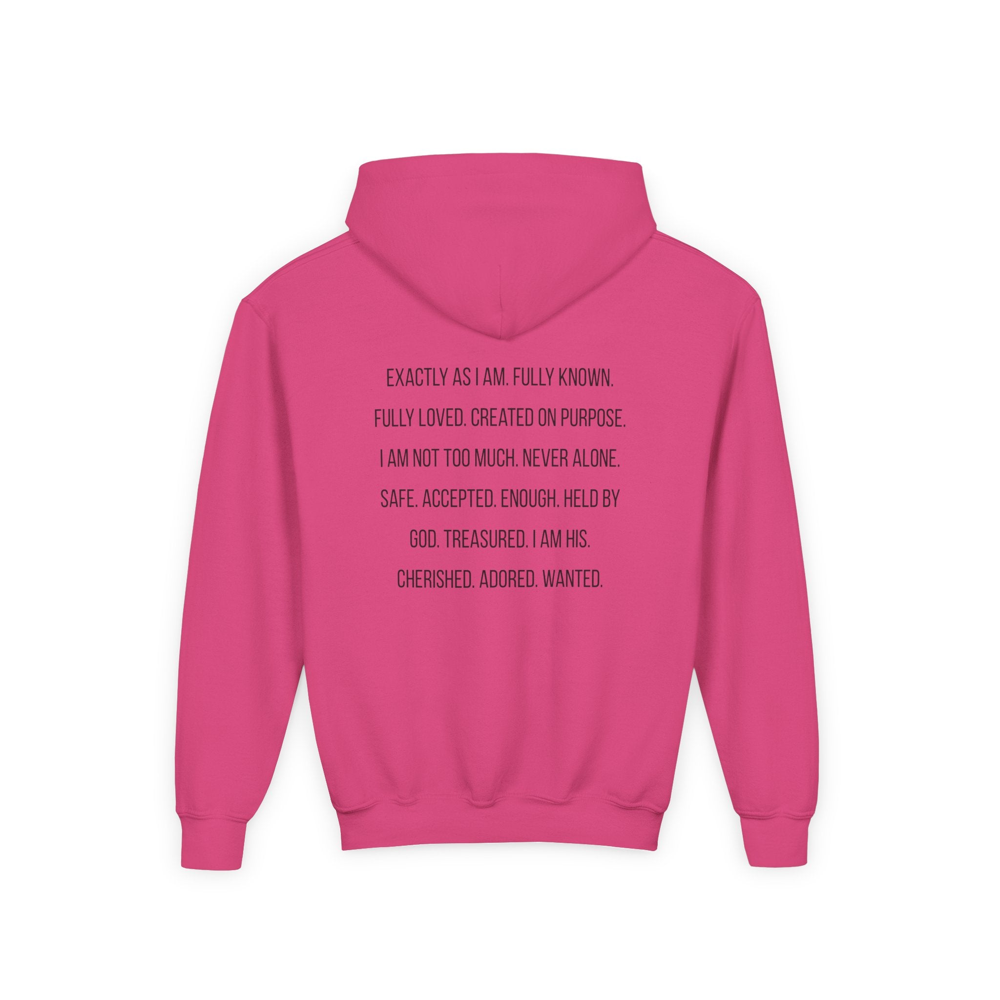 Youth Hoodie — "God Says I Am" Inspirational Christian Pullover