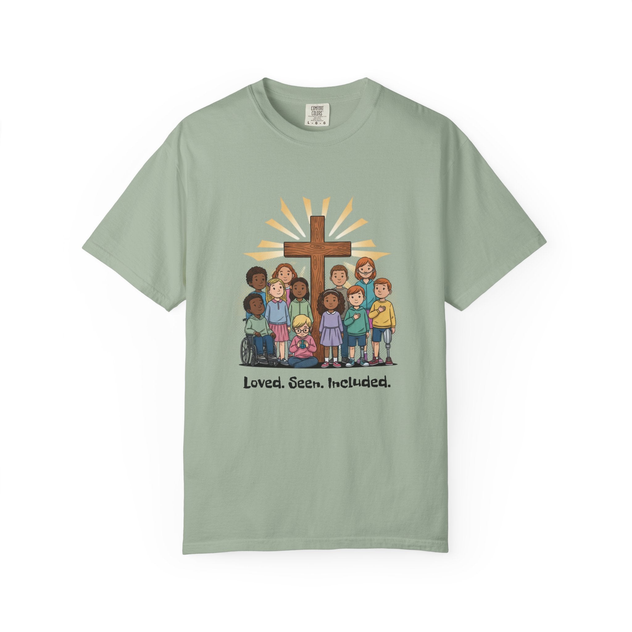 Christian Children’s T-Shirt — 'Loved, Seen, Included' (Back: 'Fearfully & Wonderfully Made')