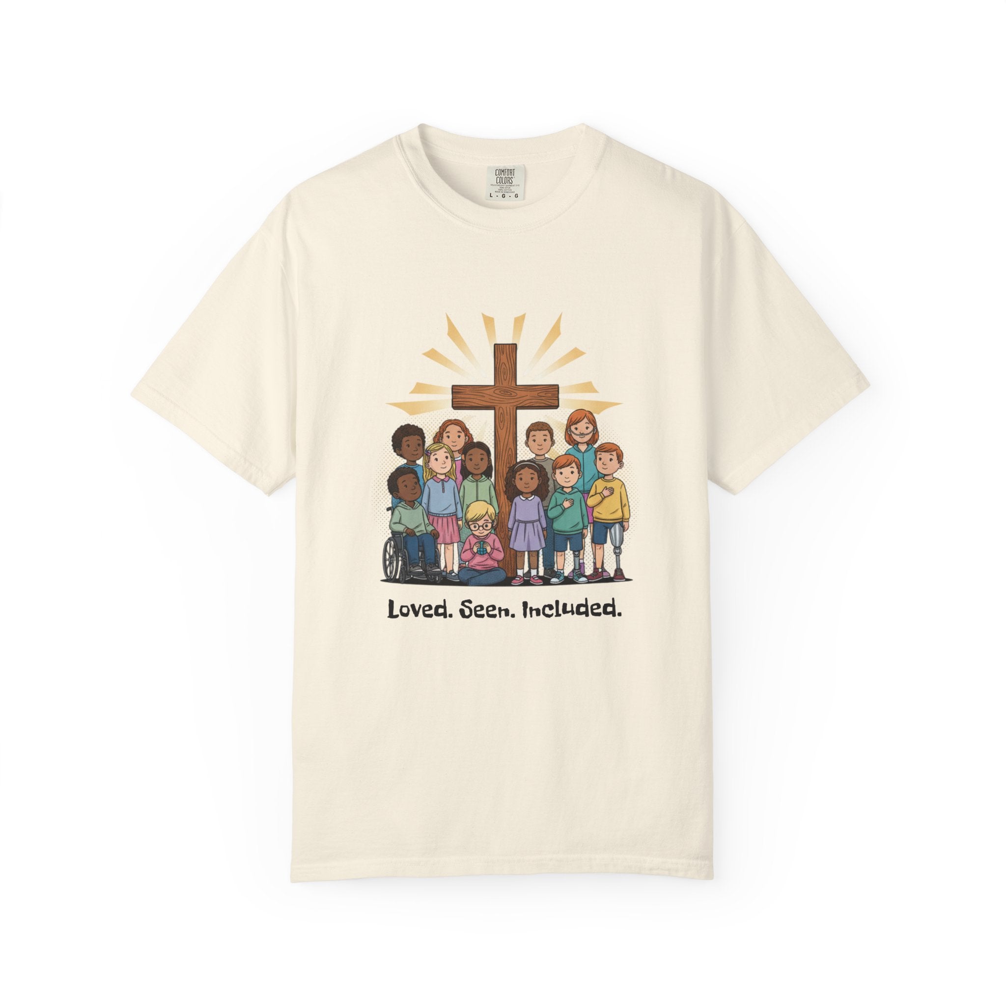 Christian Children’s T-Shirt — 'Loved, Seen, Included' (Back: 'Fearfully & Wonderfully Made')