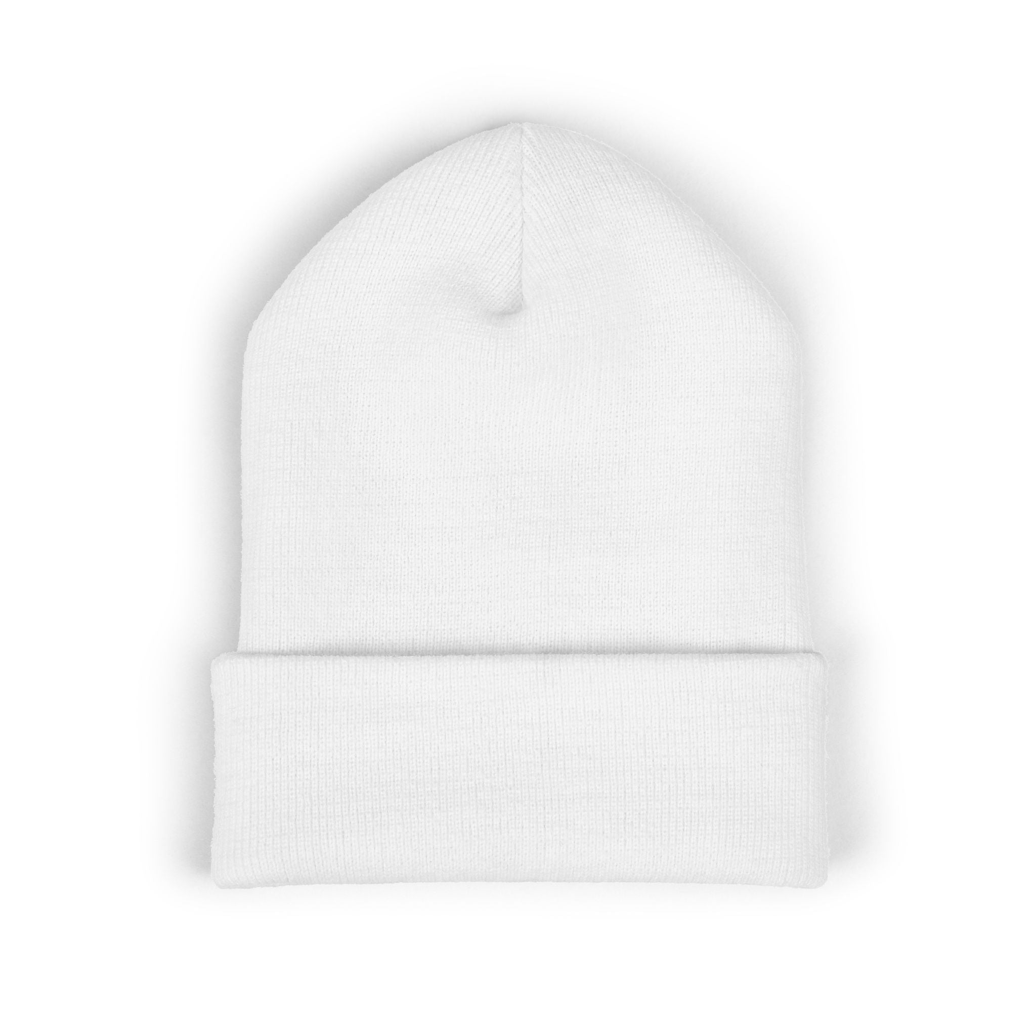 Embroidered Cuffed Beanie — Minimal Speech Bubble Design