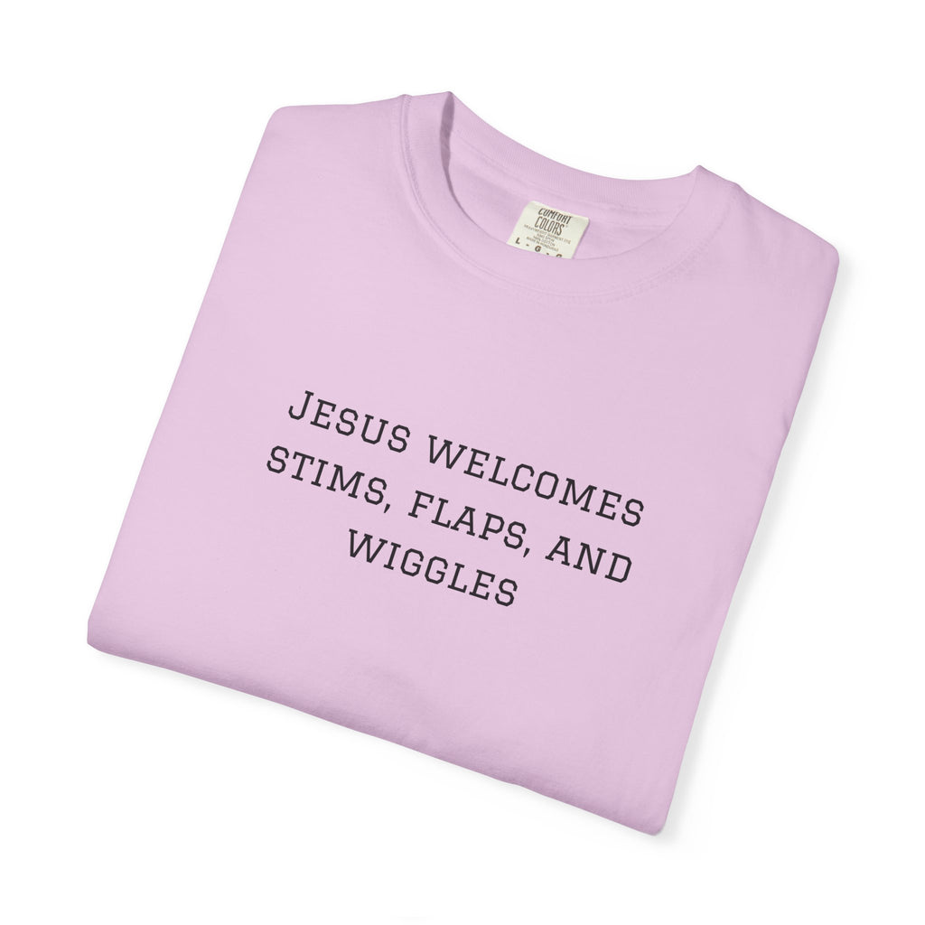 T‑Shirt — "Jesus Welcomes Stims, Flaps, and Wiggles" Graphic Tee