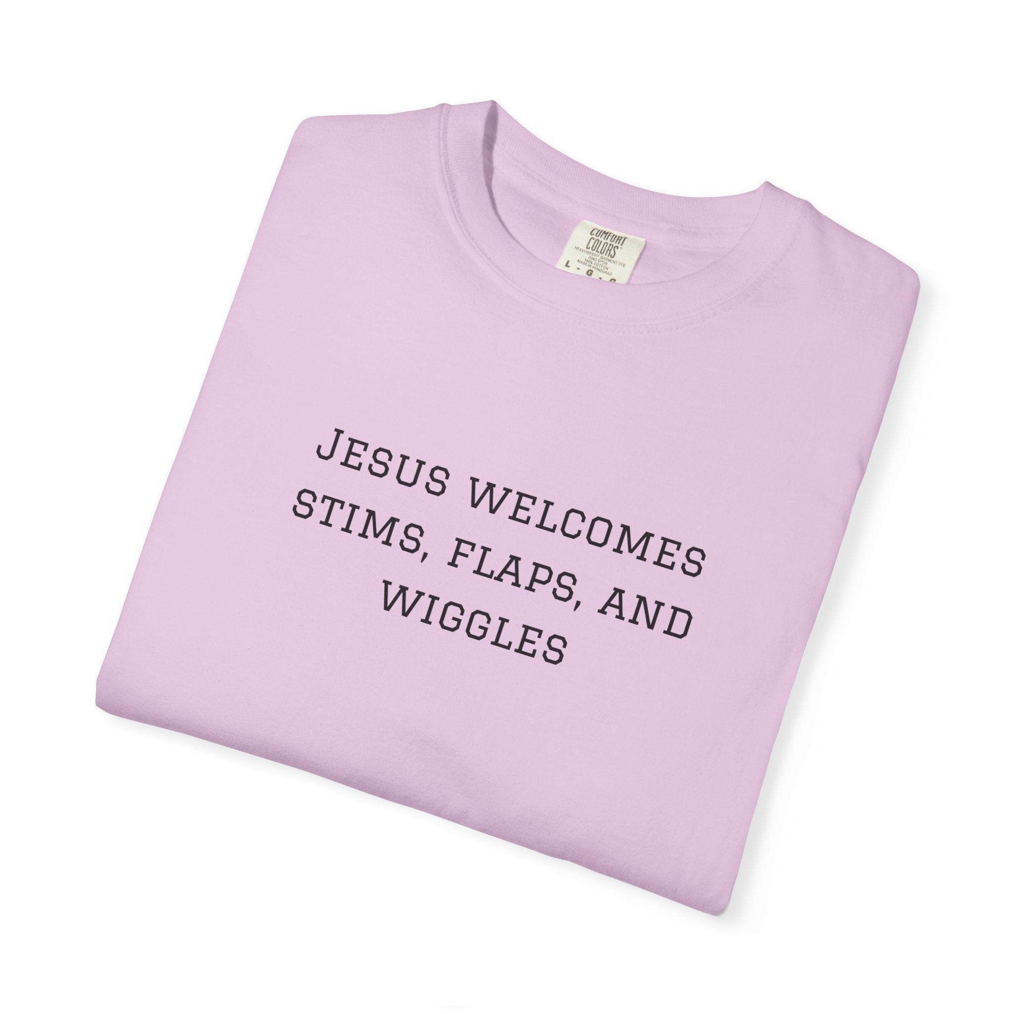 T‑Shirt — "Jesus Welcomes Stims, Flaps, and Wiggles" Graphic Tee