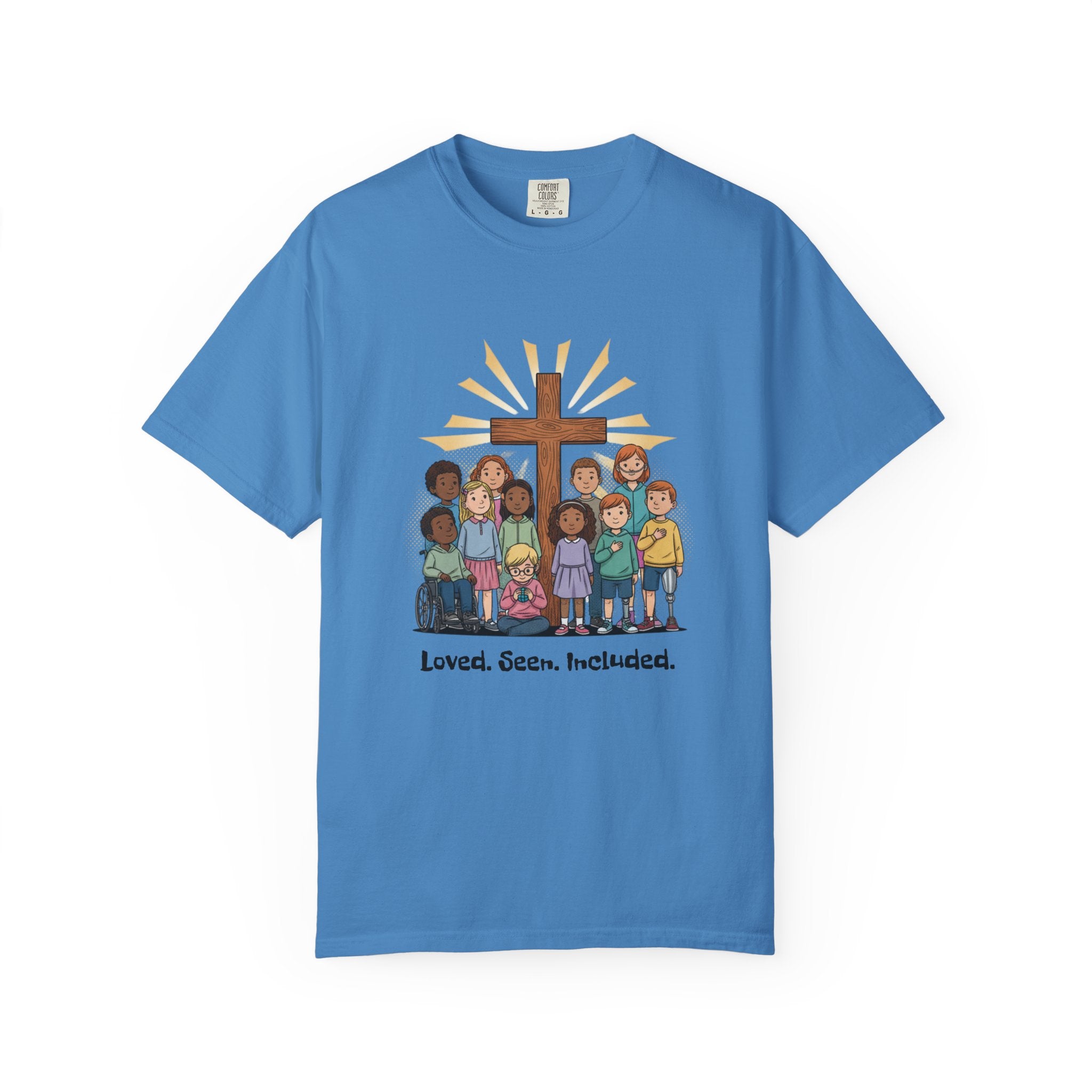 Christian Children’s T-Shirt — 'Loved, Seen, Included' (Back: 'Fearfully & Wonderfully Made')