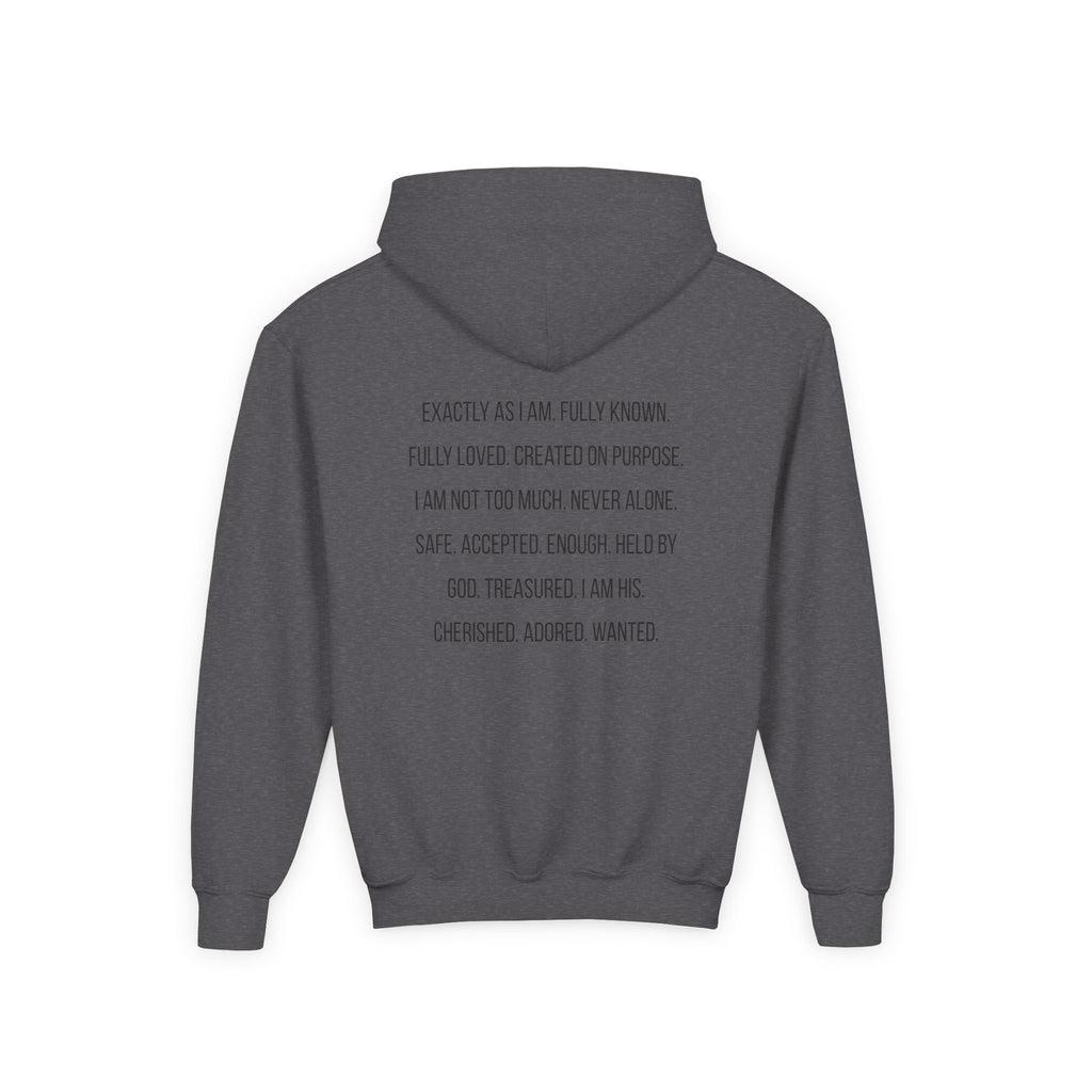 Youth Hoodie — "God Says I Am" Inspirational Christian Pullover