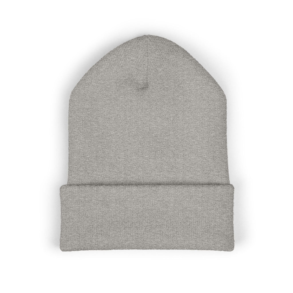 Embroidered Cuffed Beanie — Minimal Speech Bubble Design