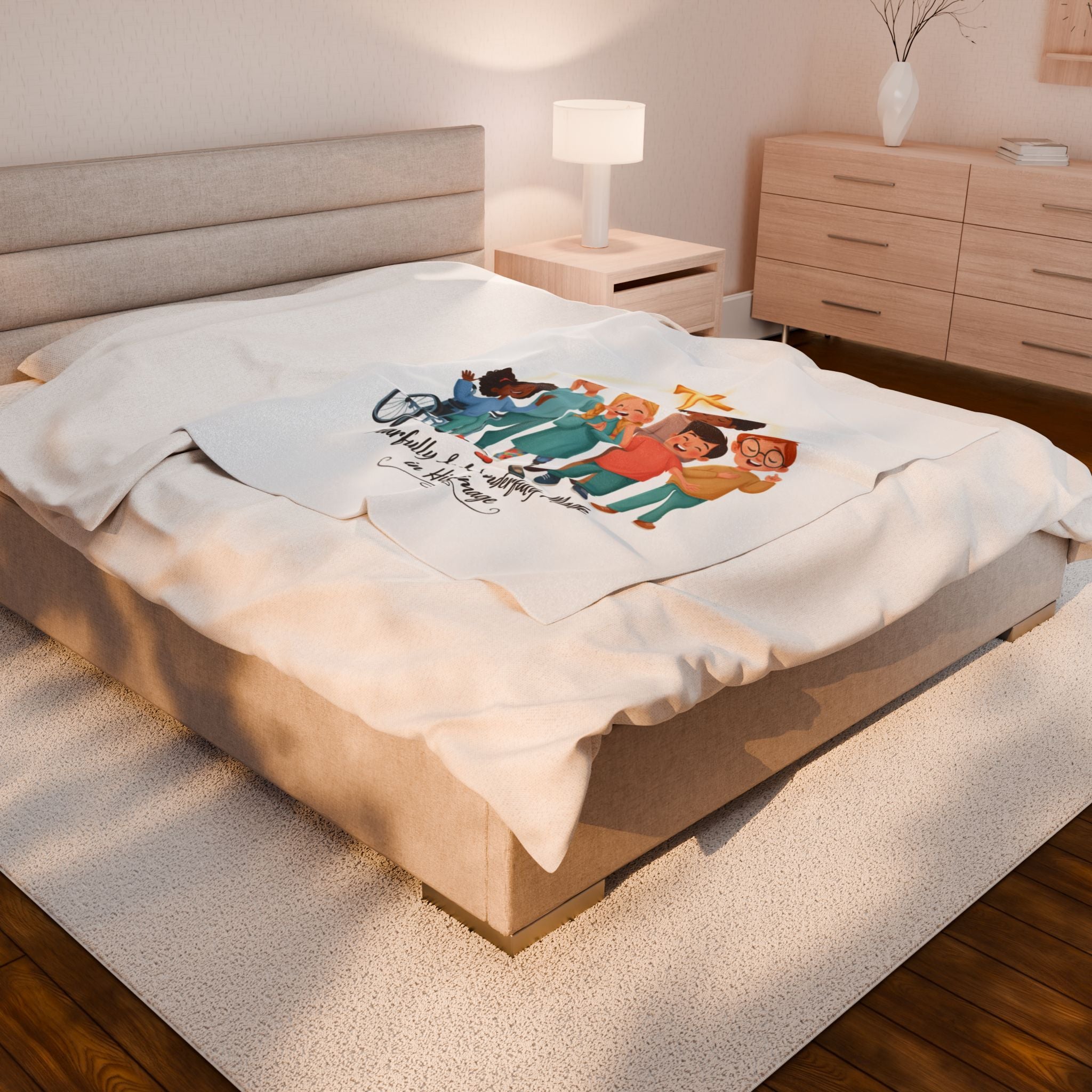 Christian Kids Velveteen Plush Blanket — "Fearfully & Wonderfully Made" Inclusive Faith Throw