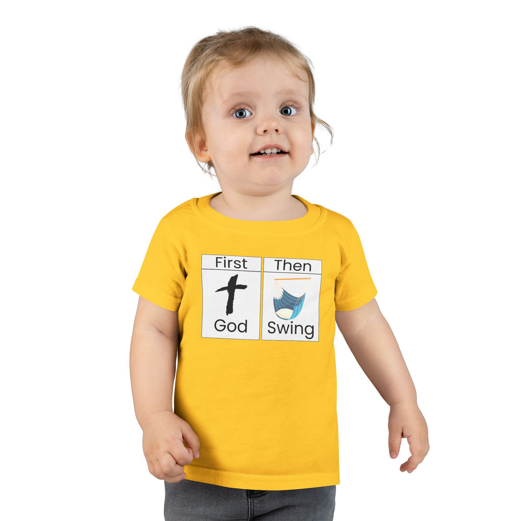 Toddler T-Shirt "First God Then Swing" - Christian Baby Tee