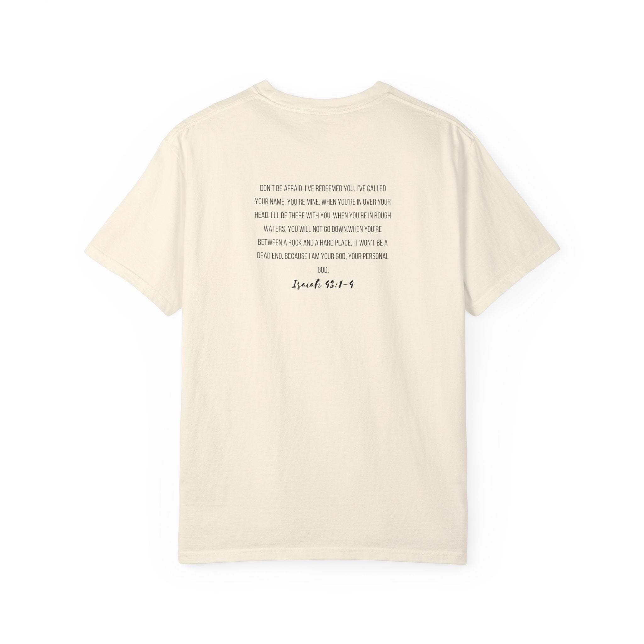I Am His T-Shirt — Minimal Christian Scripture Tee (Isaiah 41:10 Back)