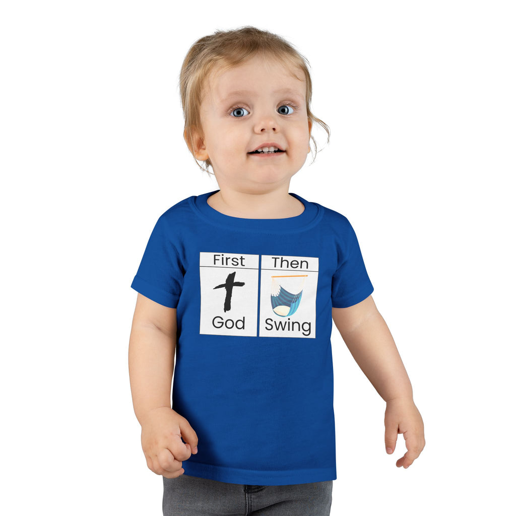 Toddler T-Shirt "First God Then Swing" - Christian Baby Tee