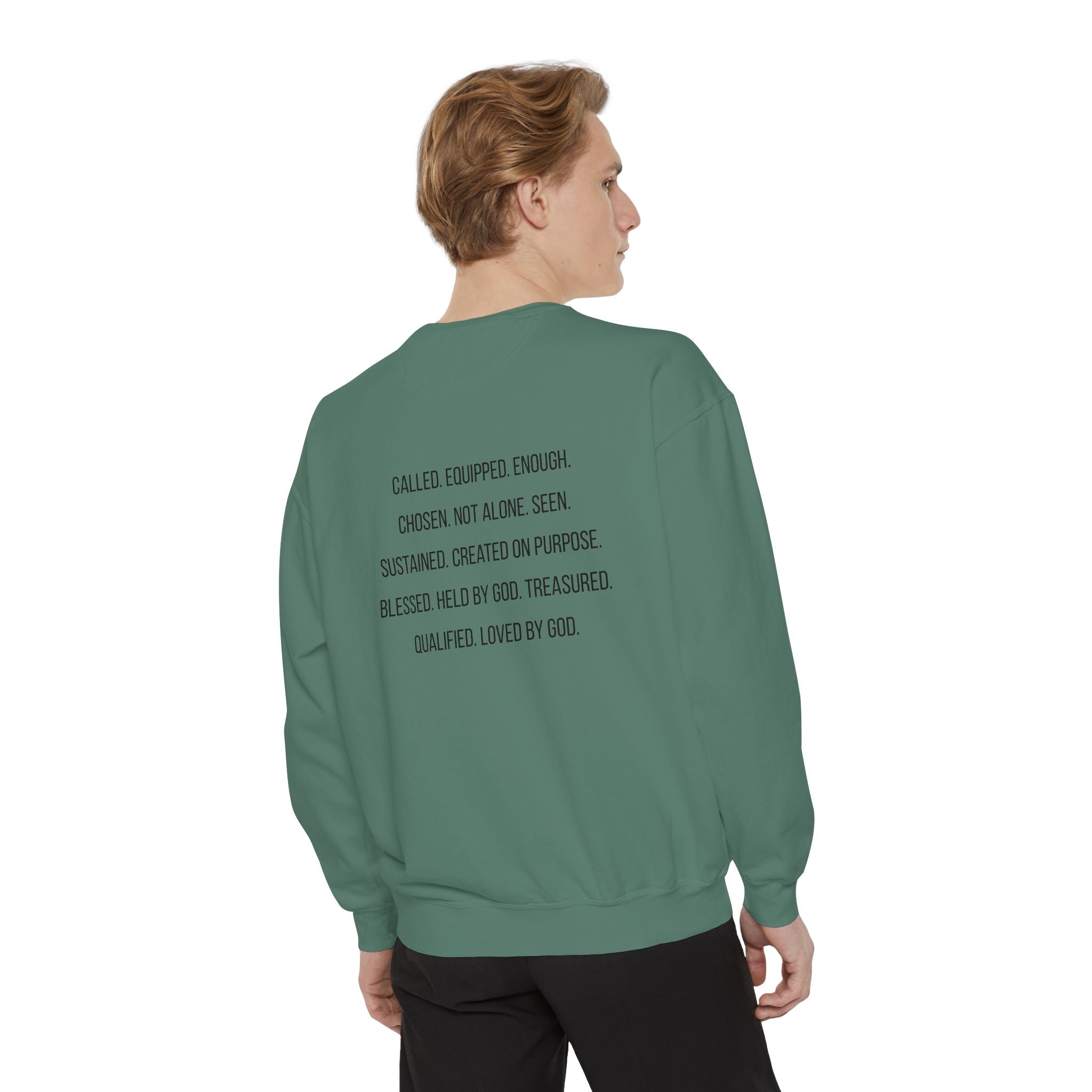 God Says I Am Sweatshirt — Inspirational Christian Message Pullover ("God Says I Am" with Back Scripture Affirmations)