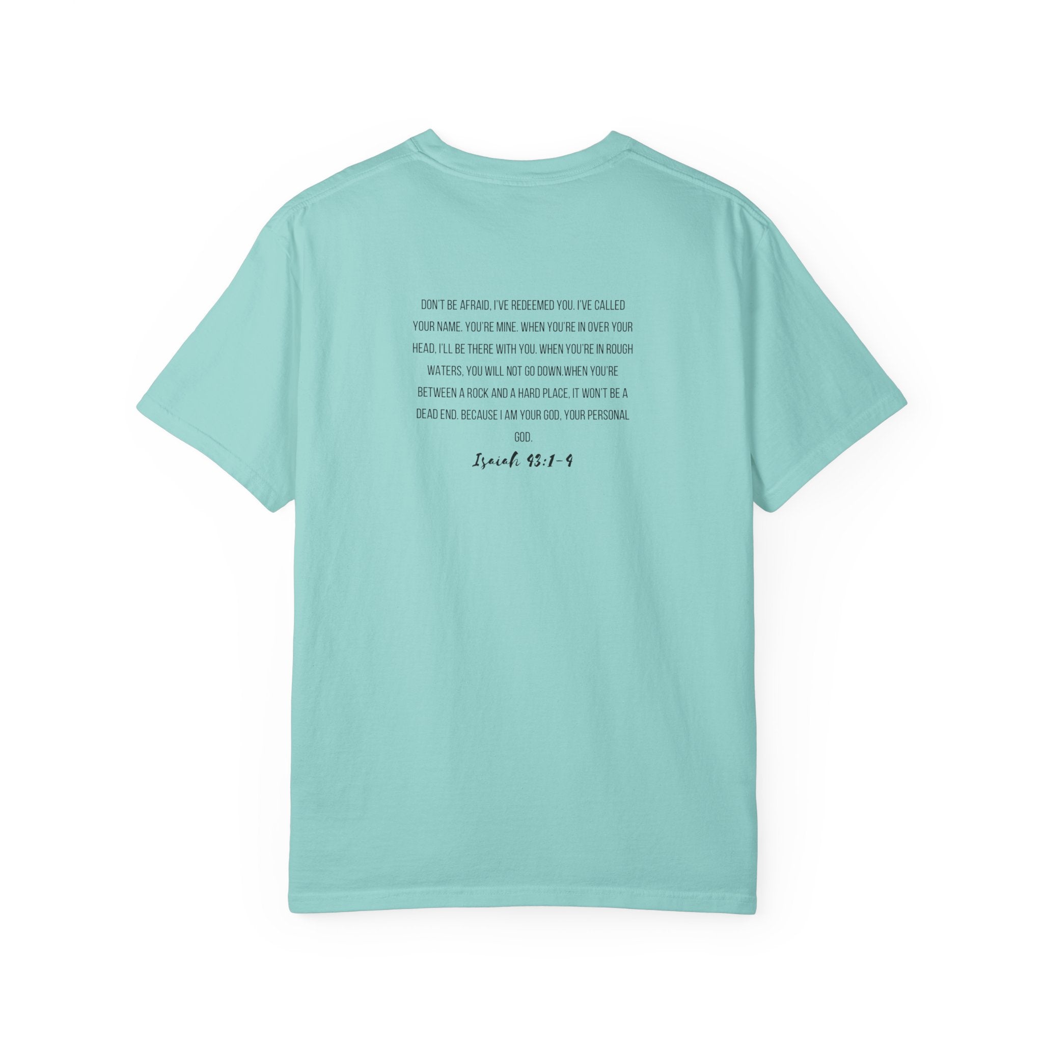 I Am His T-Shirt — Minimal Christian Scripture Tee (Isaiah 41:10 Back)