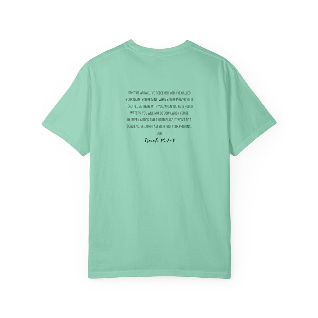 I Am His T-Shirt — Minimal Christian Scripture Tee (Isaiah 41:10 Back)