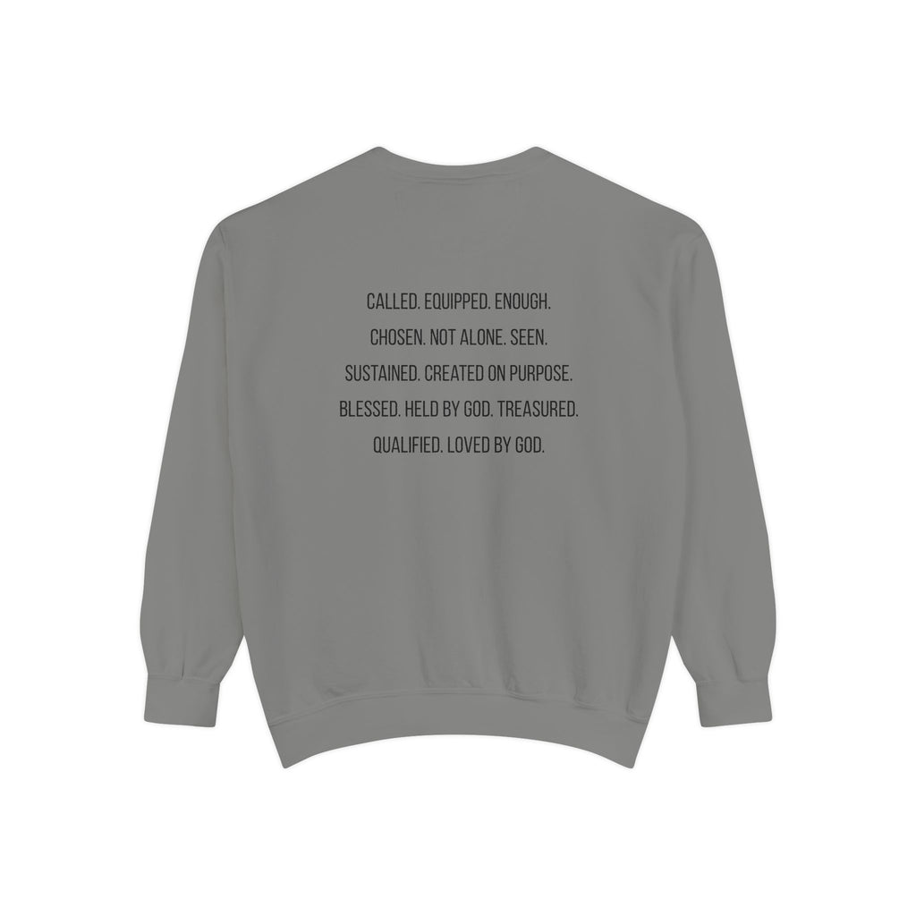 God Says I Am Sweatshirt — Inspirational Christian Message Pullover ("God Says I Am" with Back Scripture Affirmations)