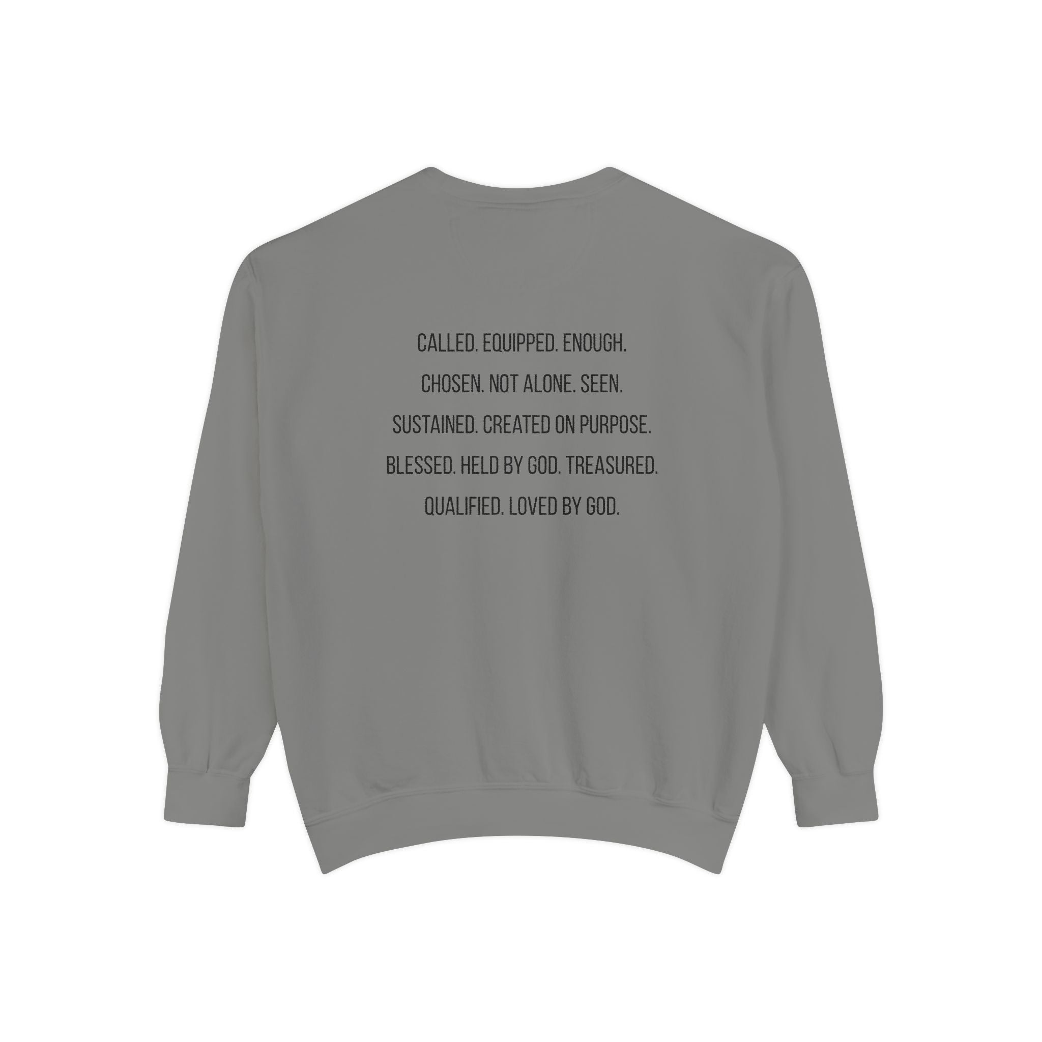 God Says I Am Sweatshirt — Inspirational Christian Message Pullover ("God Says I Am" with Back Scripture Affirmations)