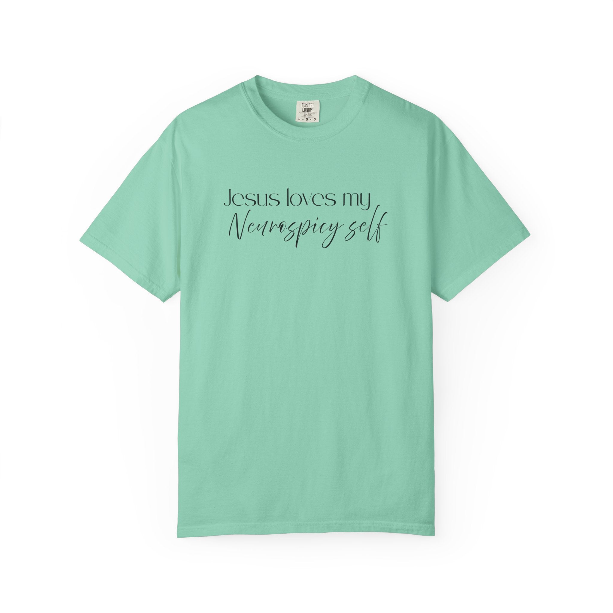 Faith T-Shirt — "Jesus Loves My Neurospicy Self" Christian Graphic Tee