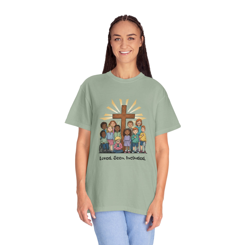 Christian Children’s T-Shirt — 'Loved, Seen, Included' (Back: 'Fearfully & Wonderfully Made')