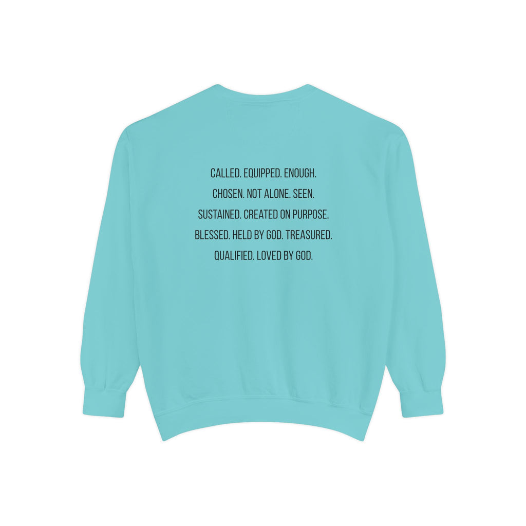 God Says I Am Sweatshirt — Inspirational Christian Message Pullover ("God Says I Am" with Back Scripture Affirmations)