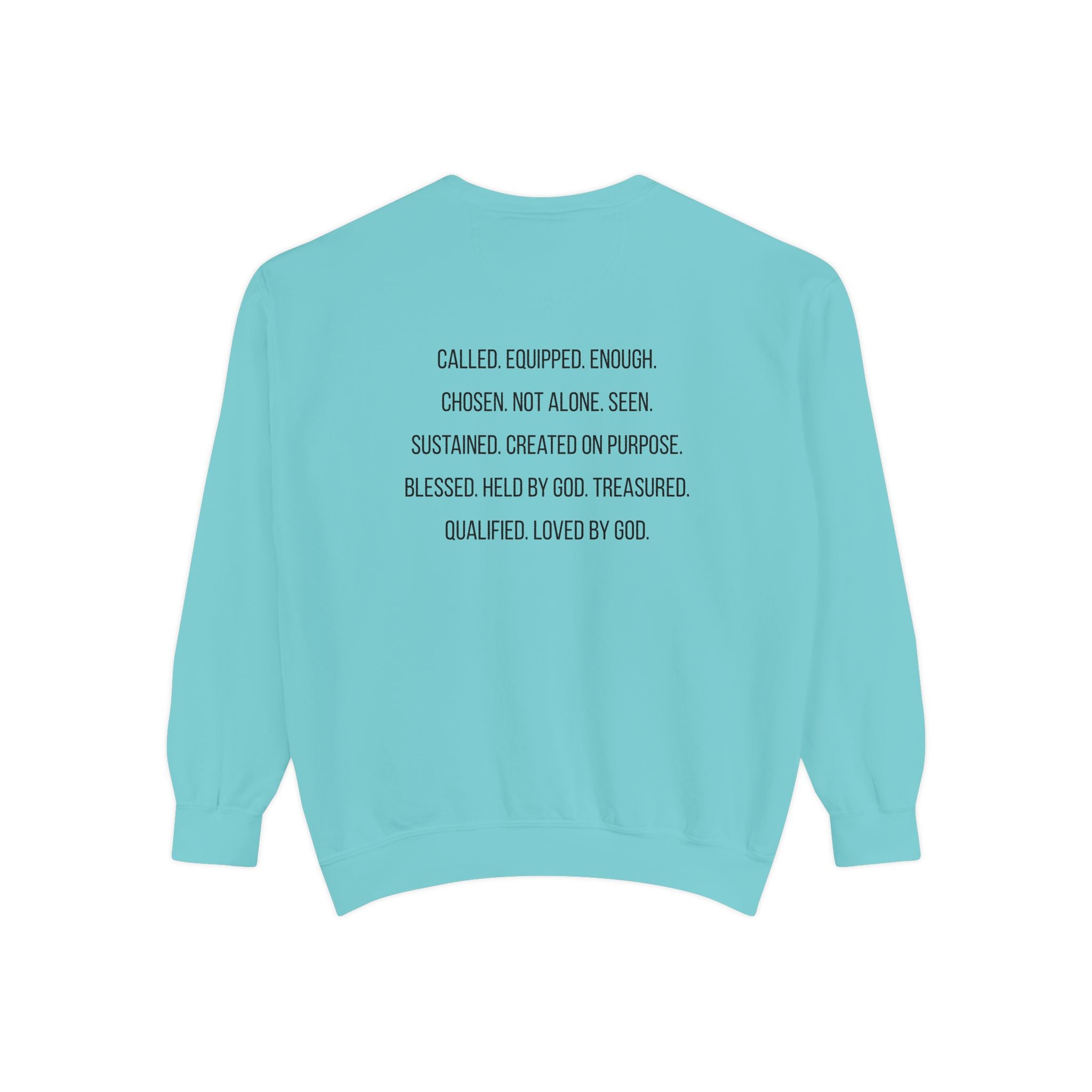 God Says I Am Sweatshirt — Inspirational Christian Message Pullover ("God Says I Am" with Back Scripture Affirmations)