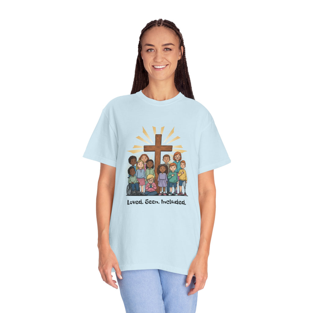 Christian Children’s T-Shirt — 'Loved, Seen, Included' (Back: 'Fearfully & Wonderfully Made')