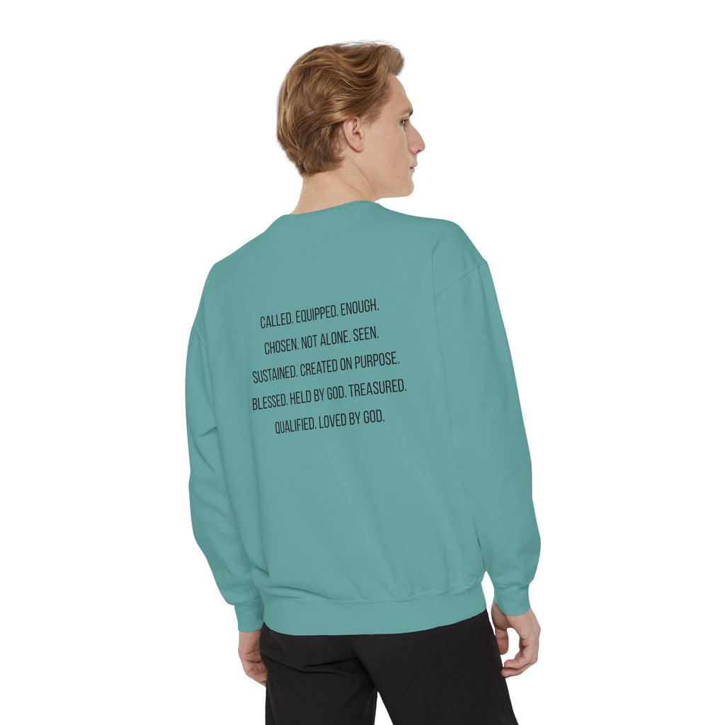 God Says I Am Sweatshirt — Inspirational Christian Message Pullover ("God Says I Am" with Back Scripture Affirmations)
