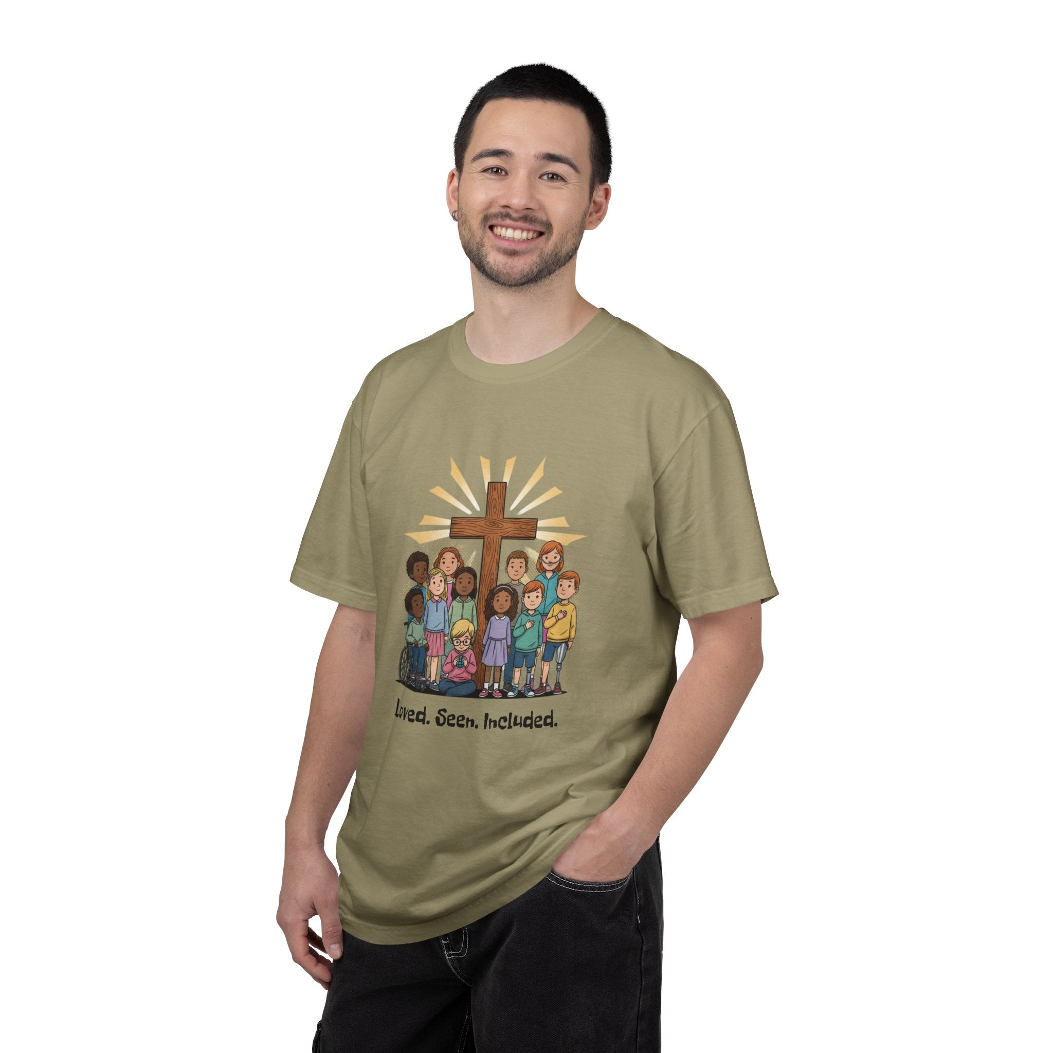 Christian Children’s T-Shirt — 'Loved, Seen, Included' (Back: 'Fearfully & Wonderfully Made')