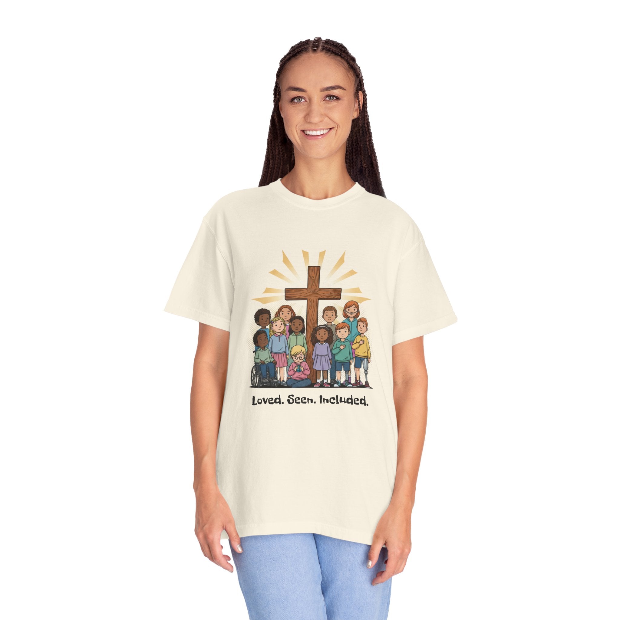 Christian Children’s T-Shirt — 'Loved, Seen, Included' (Back: 'Fearfully & Wonderfully Made')