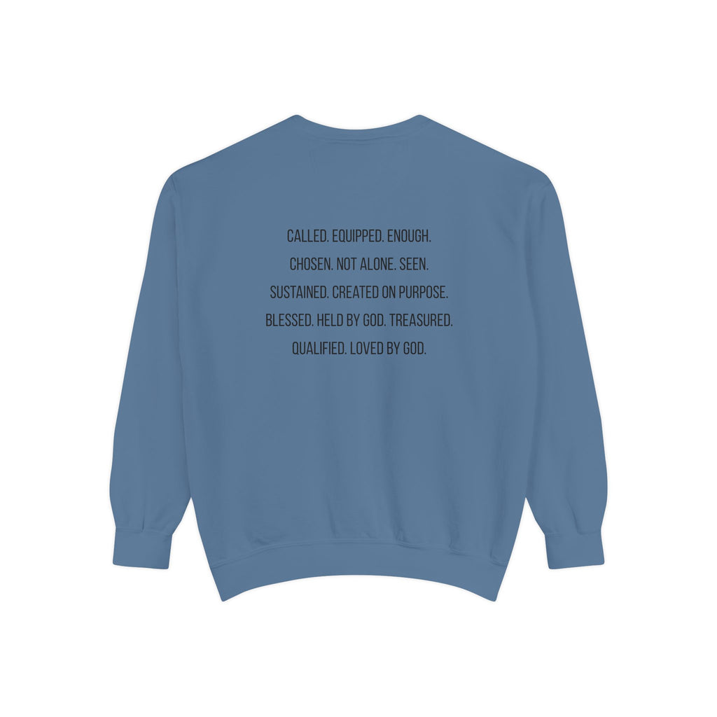 God Says I Am Sweatshirt — Inspirational Christian Message Pullover ("God Says I Am" with Back Scripture Affirmations)