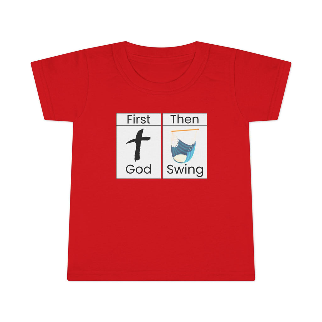 Toddler T-Shirt "First God Then Swing" - Christian Baby Tee