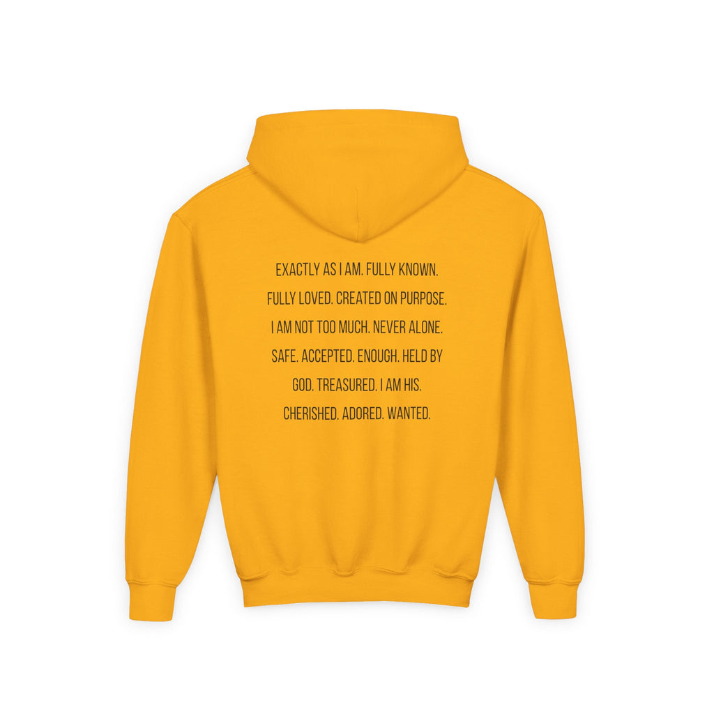 Youth Hoodie — "God Says I Am" Inspirational Christian Pullover