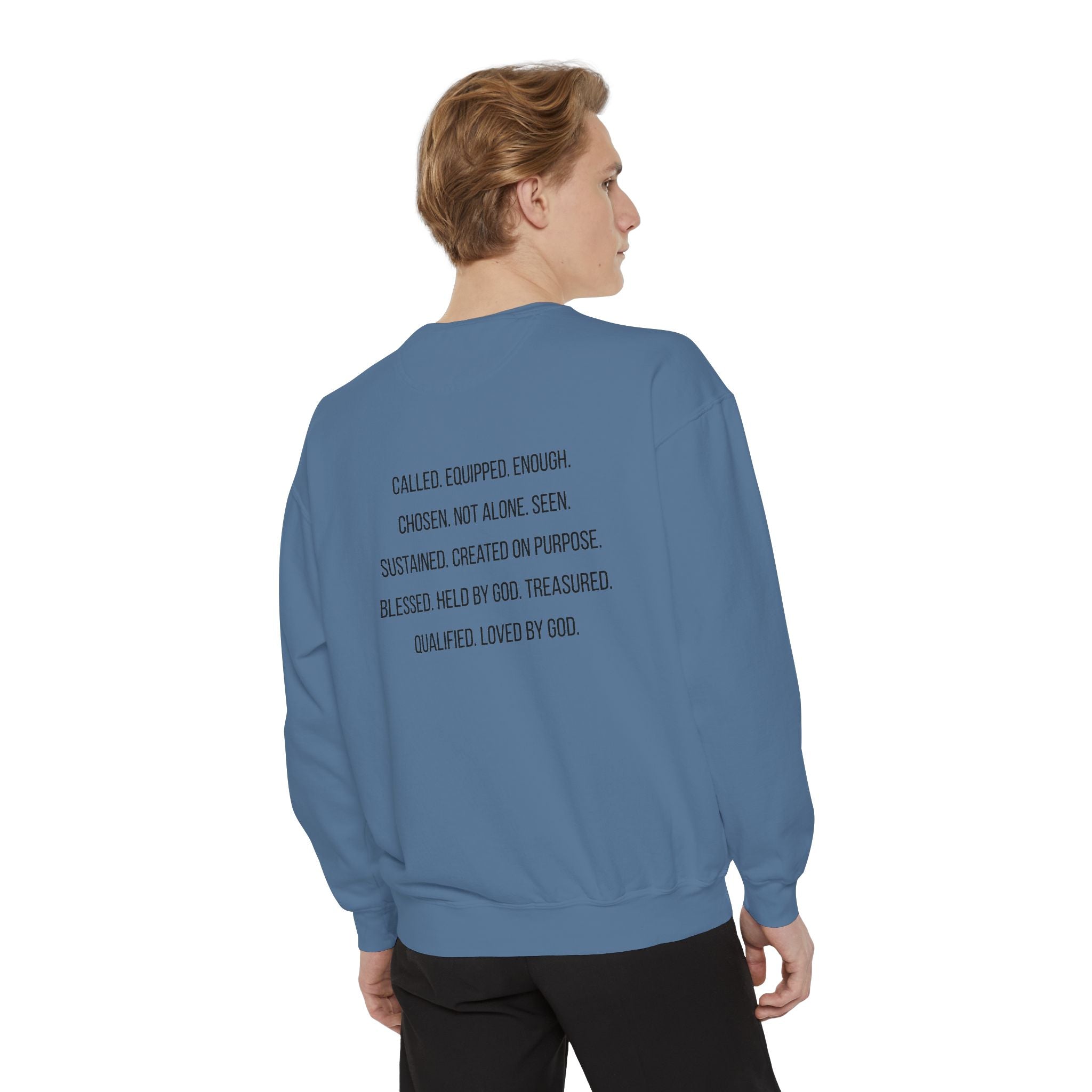 God Says I Am Sweatshirt — Inspirational Christian Message Pullover ("God Says I Am" with Back Scripture Affirmations)