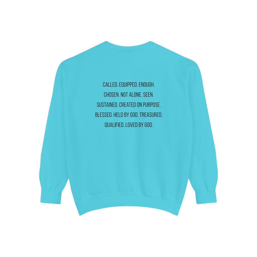 God Says I Am Sweatshirt — Inspirational Christian Message Pullover ("God Says I Am" with Back Scripture Affirmations)