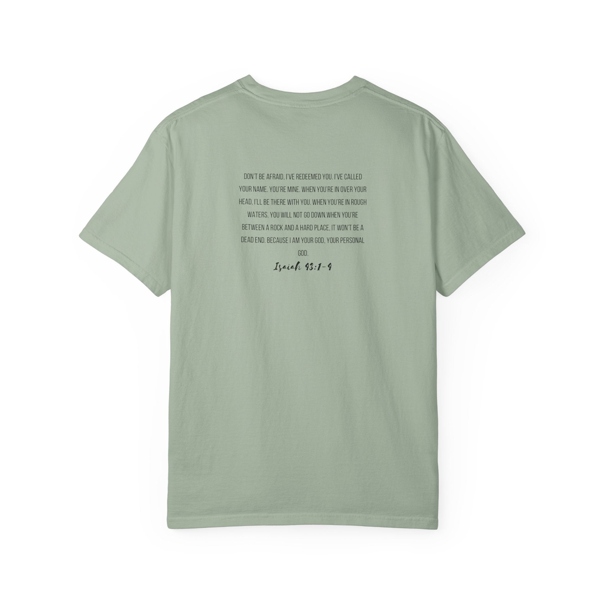 I Am His T-Shirt — Minimal Christian Scripture Tee (Isaiah 41:10 Back)