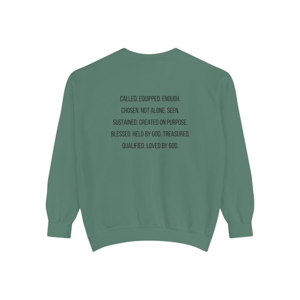 God Says I Am Sweatshirt — Inspirational Christian Message Pullover ("God Says I Am" with Back Scripture Affirmations)