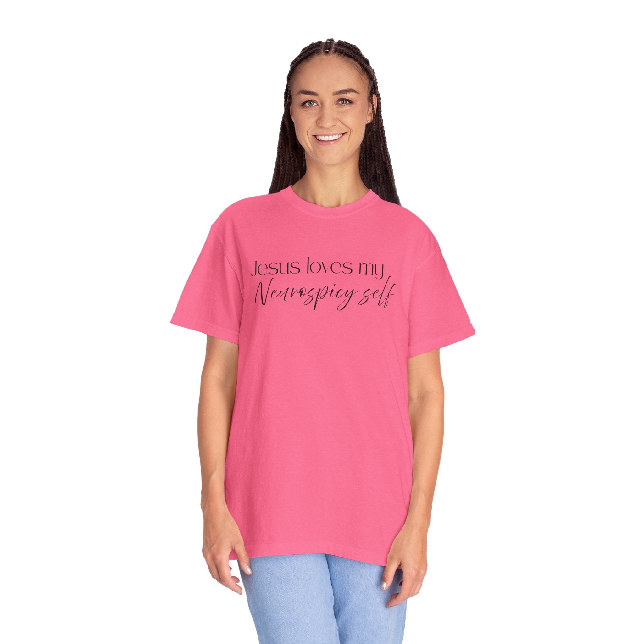 Faith T-Shirt — "Jesus Loves My Neurospicy Self" Christian Graphic Tee