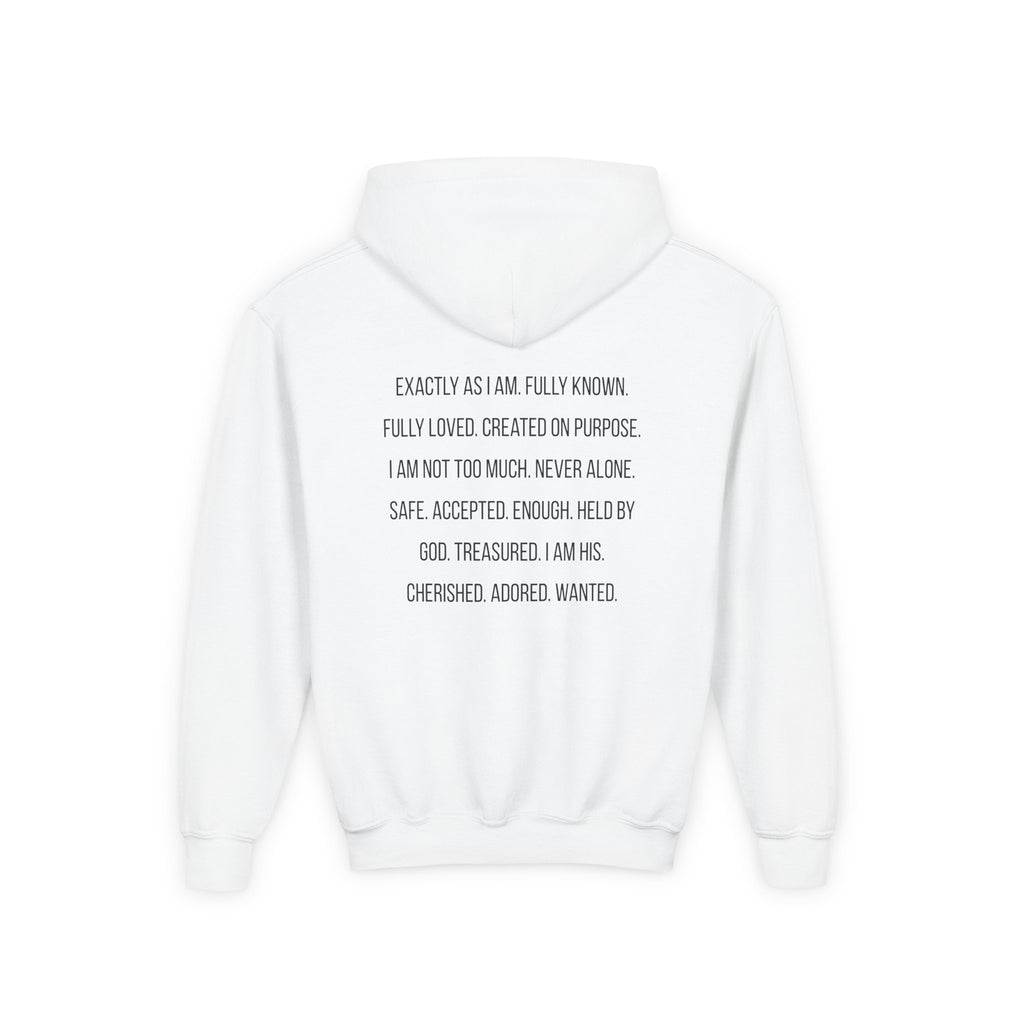 Youth Hoodie — "God Says I Am" Inspirational Christian Pullover