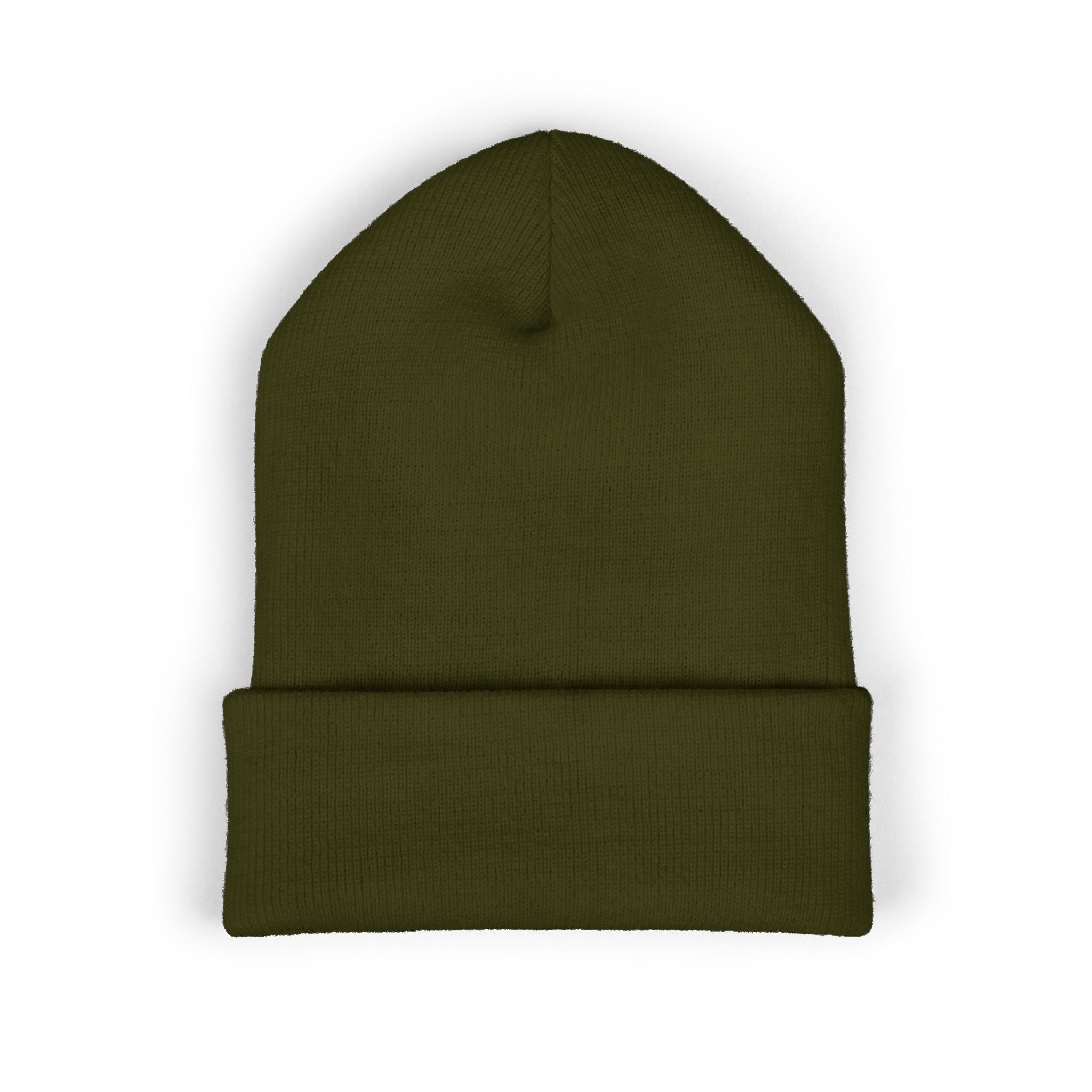 Embroidered Cuffed Beanie — Minimal Speech Bubble Design