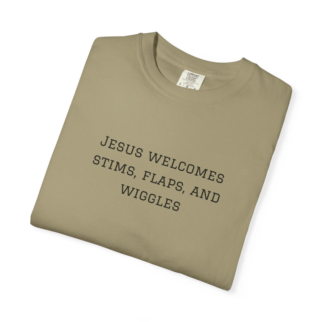 T‑Shirt — "Jesus Welcomes Stims, Flaps, and Wiggles" Graphic Tee