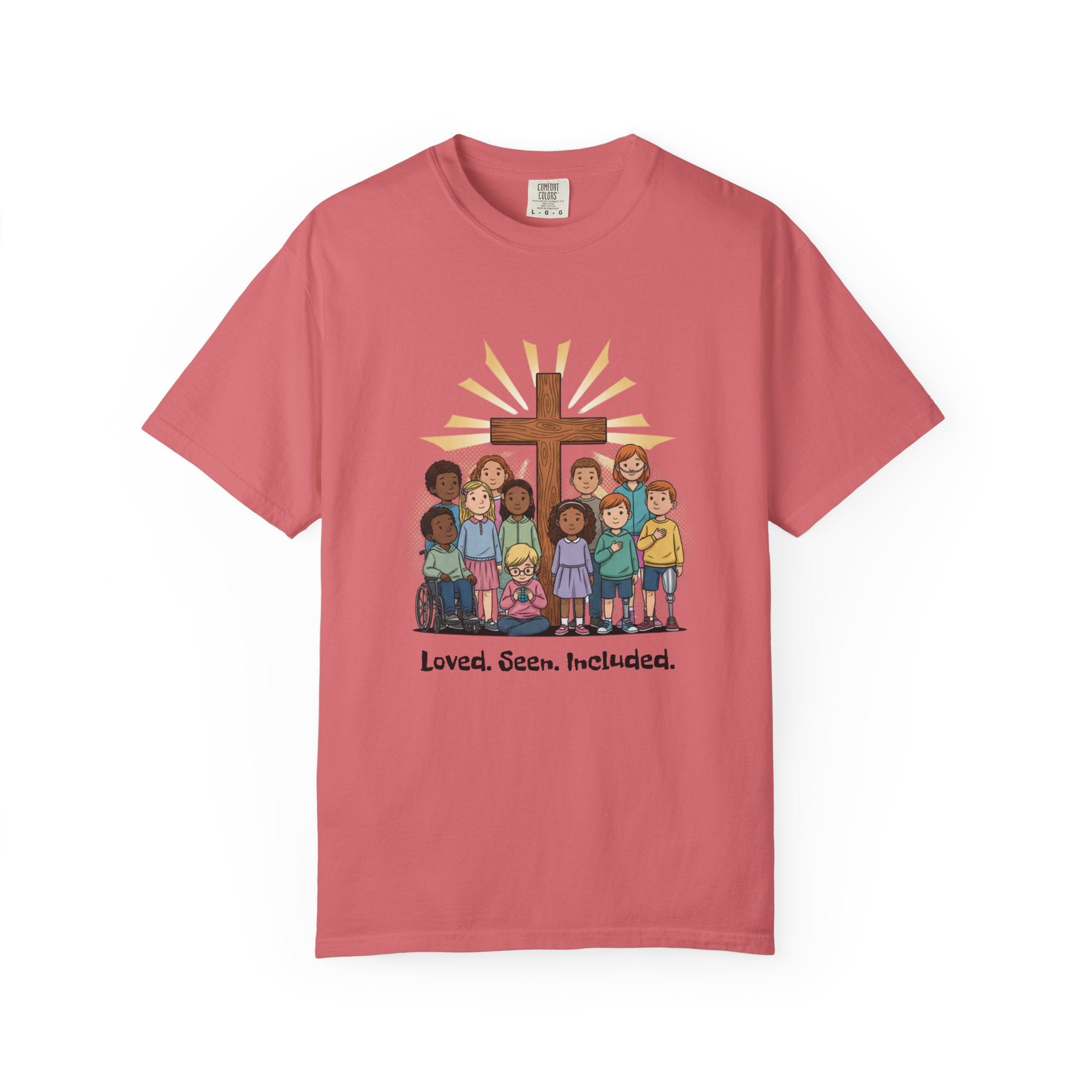 Christian Children’s T-Shirt — 'Loved, Seen, Included' (Back: 'Fearfully & Wonderfully Made')