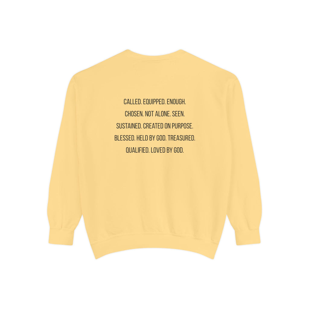 God Says I Am Sweatshirt — Inspirational Christian Message Pullover ("God Says I Am" with Back Scripture Affirmations)